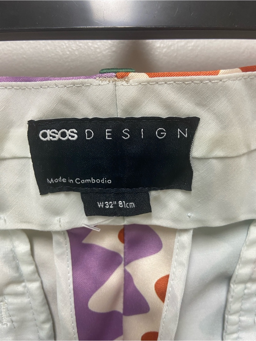 ASOS DESIGN Men’s W32 Colorful Abstract Wavy Print Shorts - Picture 2 of 5
